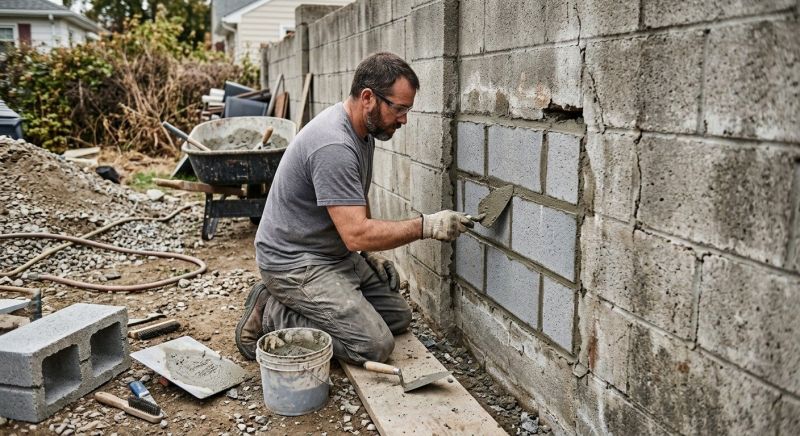 Cinder Block Wall Repair in Fowler, MI