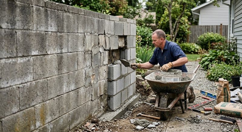 Cinder Block Wall Repair in Fowlerville, MI