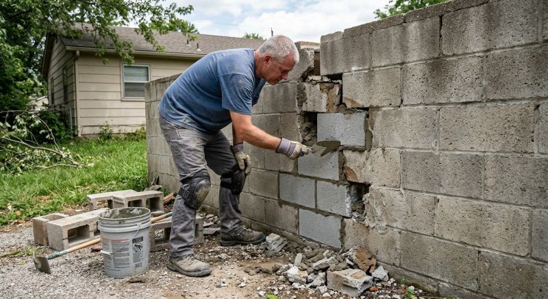 Cinder Block Wall Repair in Lansing, MI