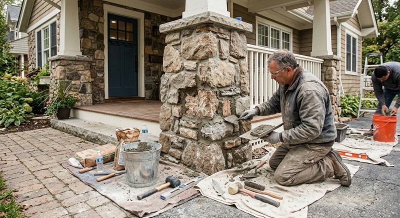 Stone Column Repair in East Lansing, MI